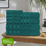 OLIVIA ROCCO Belmont Viscose Stripe Jade Green Towels 100% Cotton Hotel Quality Easy-Care Hotel-Quality Bathroom