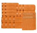 OLIVIA ROCCO Belmont Viscose Stripe Orange Towels 100% Cotton Hotel Quality Bath Towels