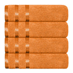 OLIVIA ROCCO Belmont Viscose Stripe Orange Towels 100% Cotton Hotel Quality Bath Towels