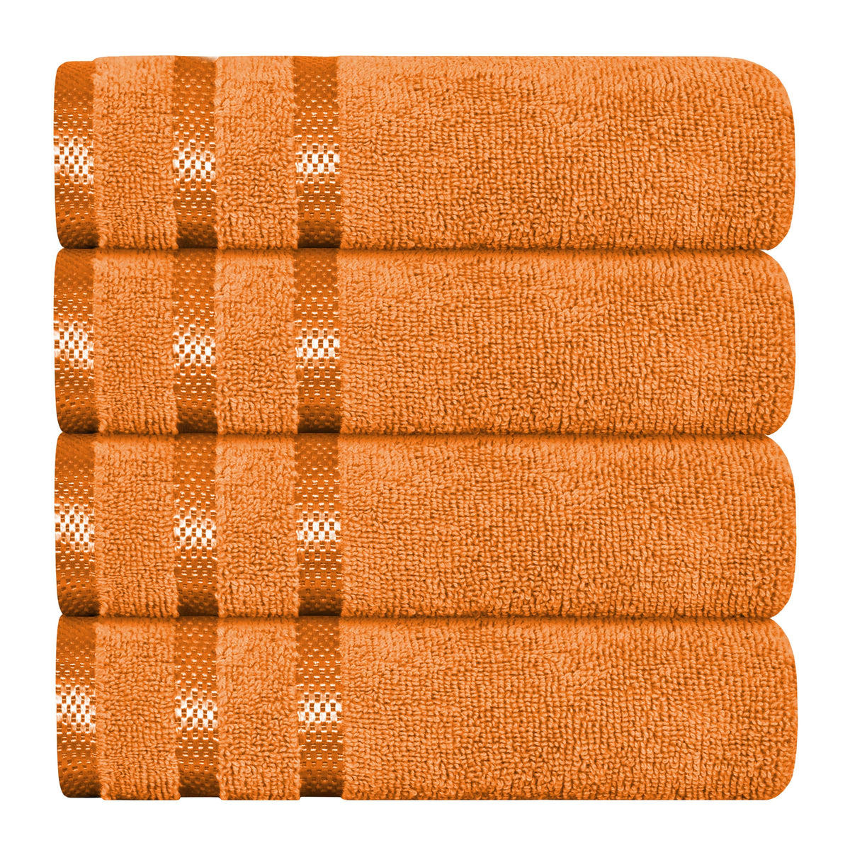 OLIVIA ROCCO Belmont Viscose Stripe Orange Towels 100% Cotton Hotel Quality Bath Towels