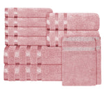 OLIVIA ROCCO Belmont Viscose Stripe Pink Towels 100% Cotton Hotel Quality Super Absorbent