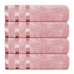 OLIVIA ROCCO Belmont Viscose Stripe Pink Towels 100% Cotton Hotel Quality Super Absorbent