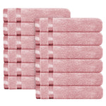 OLIVIA ROCCO Belmont Viscose Stripe Pink Towels 100% Cotton Hotel Quality Super Absorbent