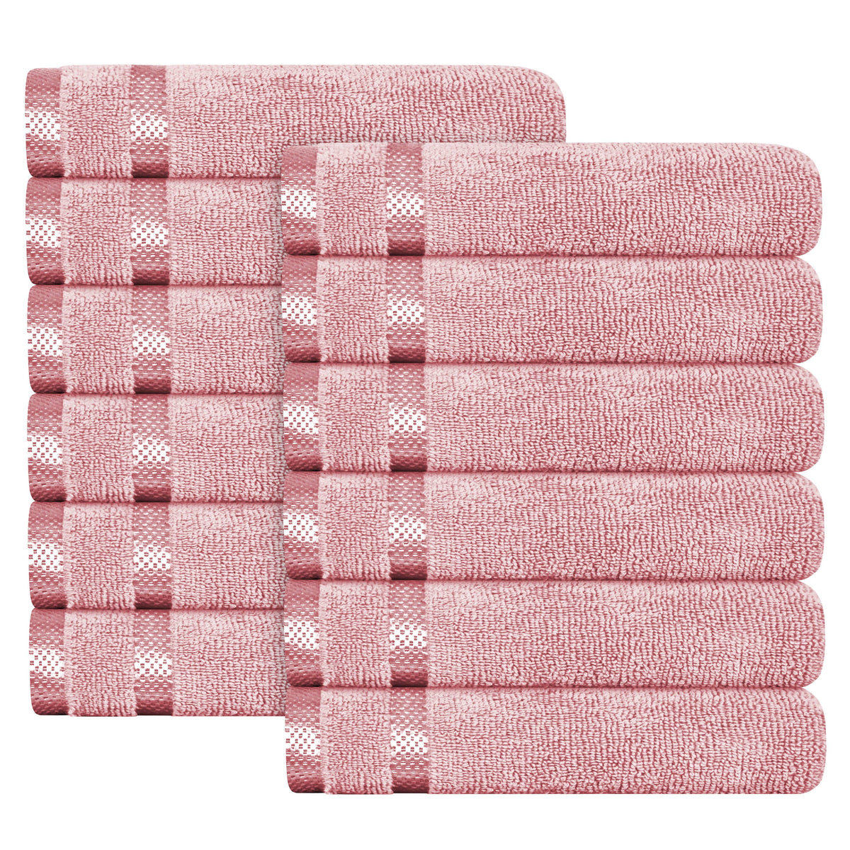 OLIVIA ROCCO Belmont Viscose Stripe Pink Towels 100% Cotton Hotel Quality Super Absorbent