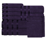 OLIVIA ROCCO Belmont Viscose Stripe Purple Towels 100% Cotton Hotel Quality Bath Towels