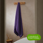 OLIVIA ROCCO Belmont Viscose Stripe Purple Towels 100% Cotton Hotel Quality Bath Towels
