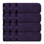 OLIVIA ROCCO Belmont Viscose Stripe Purple Towels 100% Cotton Hotel Quality Bath Towels