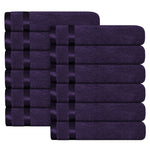 OLIVIA ROCCO Belmont Viscose Stripe Purple Towels 100% Cotton Hotel Quality Bath Towels