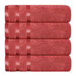 OLIVIA ROCCO Belmont Viscose Stripe Red Towels 100% Cotton Hotel Quality Super Absorbent