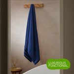 OLIVIA ROCCO Belmont Viscose Stripe Royal Blue Towels 100% Cotton Hotel Quality 10 Piece