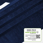 OLIVIA ROCCO Belmont Viscose Stripe Royal Blue Towels 100% Cotton Hotel Quality 10 Piece