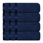 OLIVIA ROCCO Belmont Viscose Stripe Royal Blue Towels 100% Cotton Hotel Quality 10 Piece