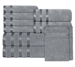 OLIVIA ROCCO Belmont Viscose Stripe Silver Towels 100% Cotton Quality Super Absorbent