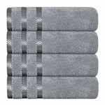 OLIVIA ROCCO Belmont Viscose Stripe Silver Towels 100% Cotton Quality Super Absorbent