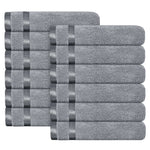 OLIVIA ROCCO Belmont Viscose Stripe Silver Towels 100% Cotton Quality Super Absorbent