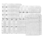 OLIVIA ROCCO Belmont Viscose Stripe White Towels 100% Cotton Hotel Quality Bath Towels