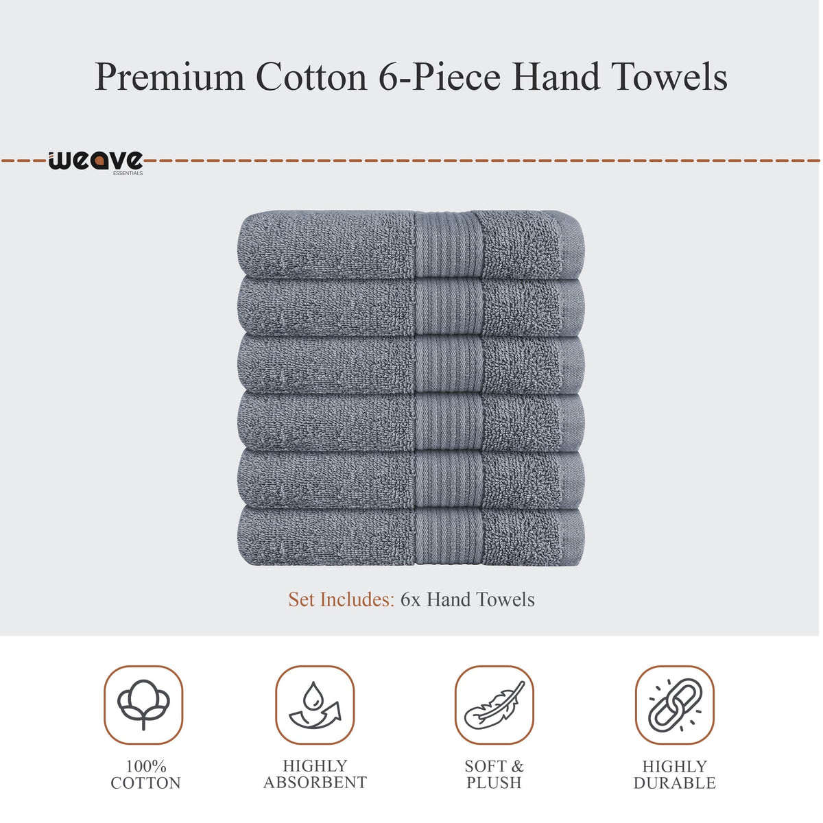 OLIVIA ROCCO Rhodes Towel Silver 100% Cotton Hotel Quality Soft And Ultra Absorbent Hand