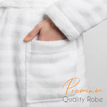 OLIVIA ROCCO Hydro Ribbed Ultra Soft 100% Cotton Hooded Bath Robe With Pockets And Belt