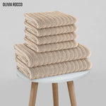 OLIVIA ROCCO Hydro Cotton Ribbed Towels Jumbo Bath Sheets 2 Pack Charcoal Highly