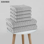 OLIVIA ROCCO Hydro Cotton Ribbed Towels Jumbo Bath Sheets 2 Pack Charcoal Highly