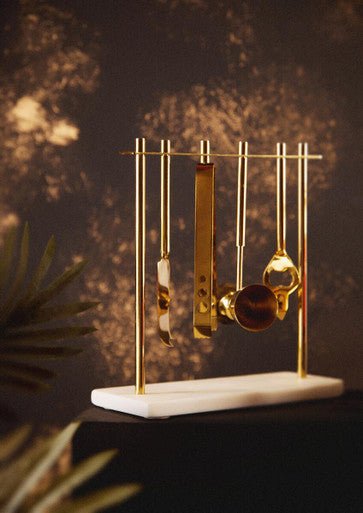 Omari Marble And Gold Finish Bar Tool Stand - Bargainia.com - 5018705980805