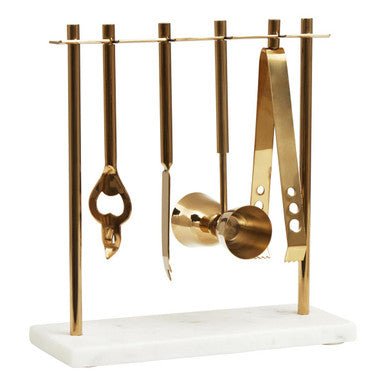Omari Marble And Gold Finish Bar Tool Stand - Bargainia.com - 5018705980805