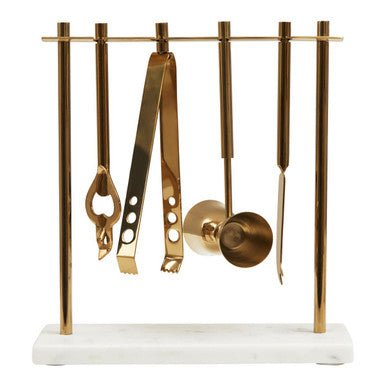 Omari Marble And Gold Finish Bar Tool Stand - Bargainia.com - 5018705980805