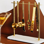 Omari Marble And Gold Finish Bar Tool Stand - Bargainia.com - 5018705980805