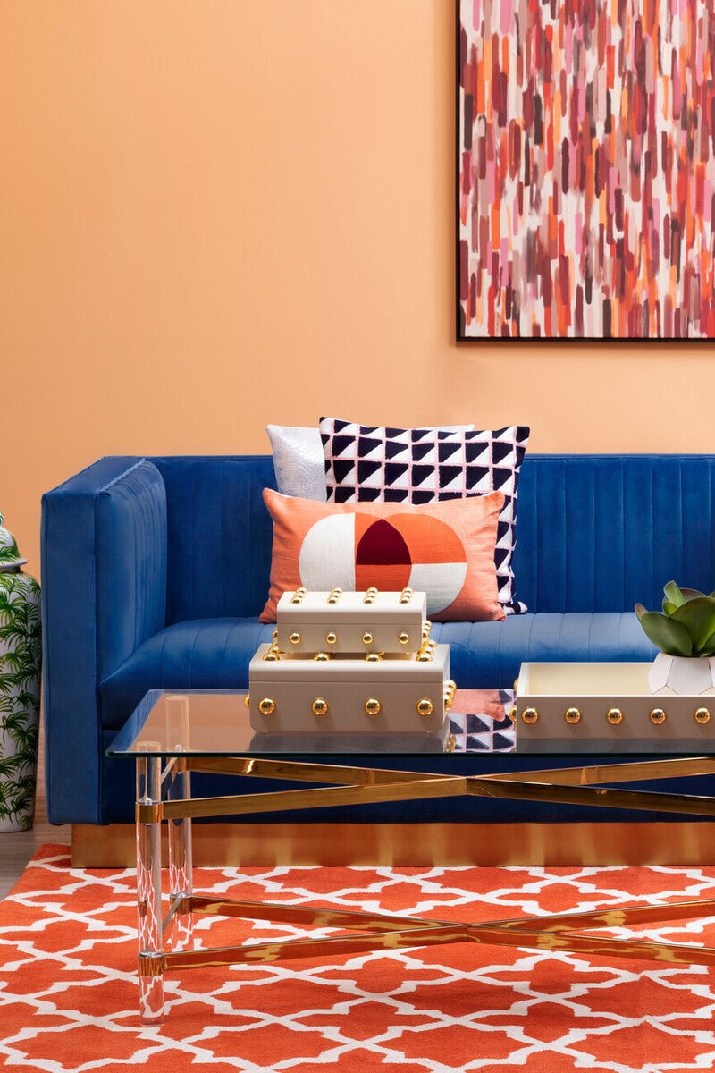 Opal 3 Seat Deep Blue Sofa - Bargainia.com - 