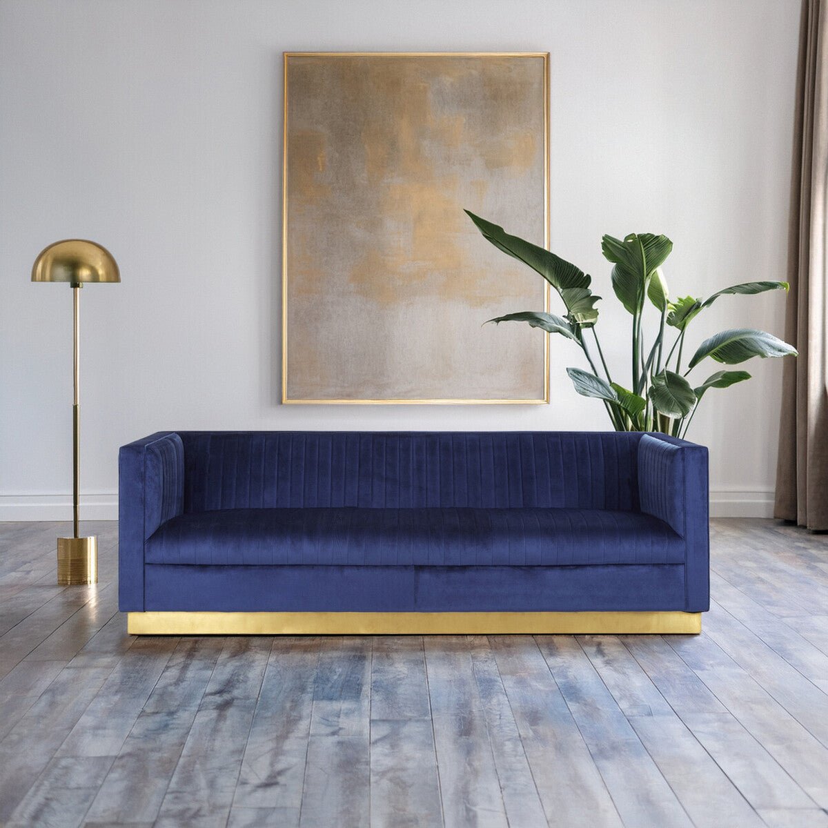 Opal 3 Seat Deep Blue Sofa - Bargainia.com - 