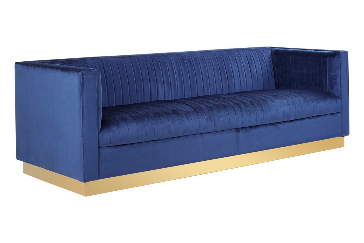 Opal 3 Seat Deep Blue Sofa - Bargainia.com - 