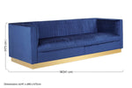 Opal 3 Seat Deep Blue Sofa - Bargainia.com - 