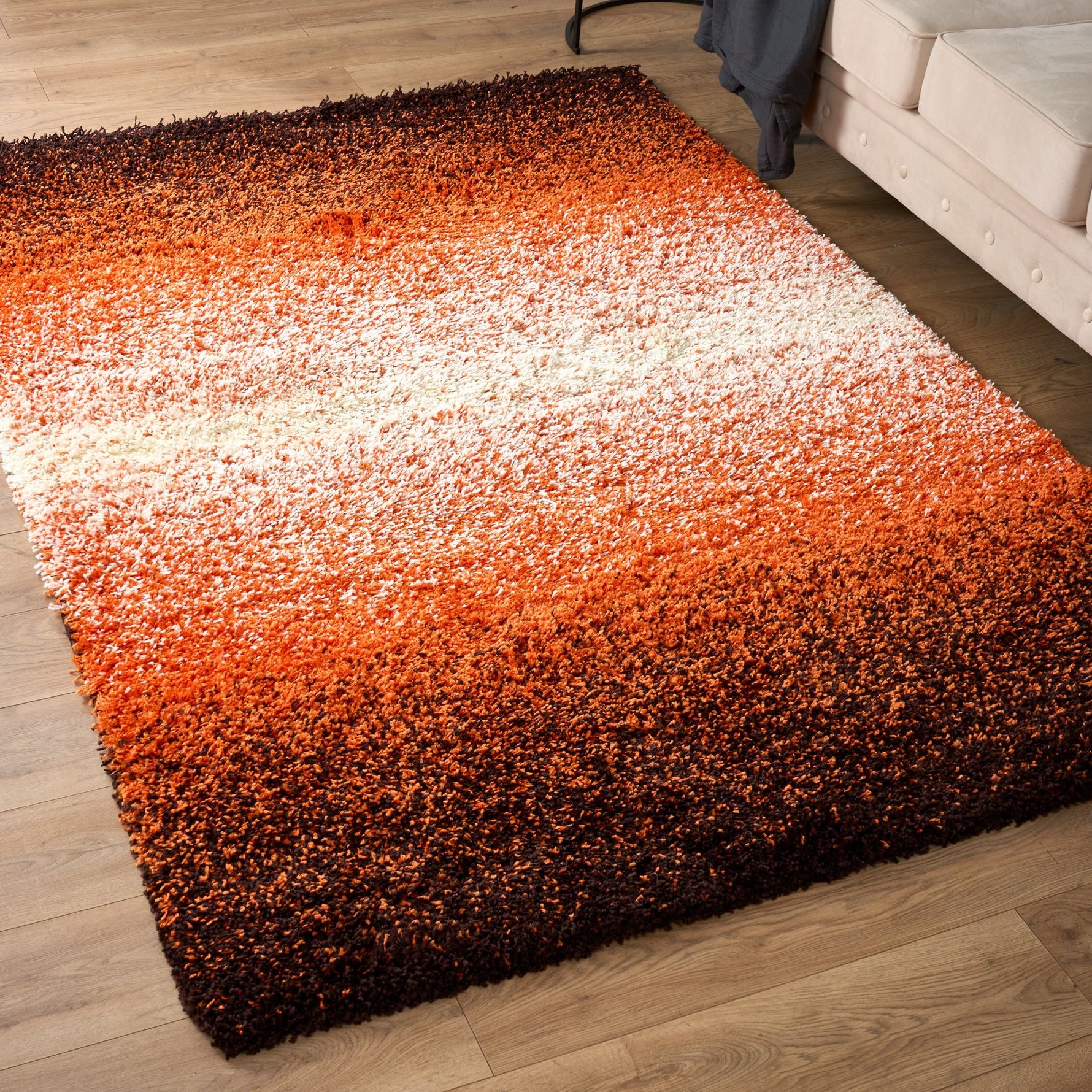 Orange Ombre Blend Thick Shaggy Rug - California - Bargainia.com - 
