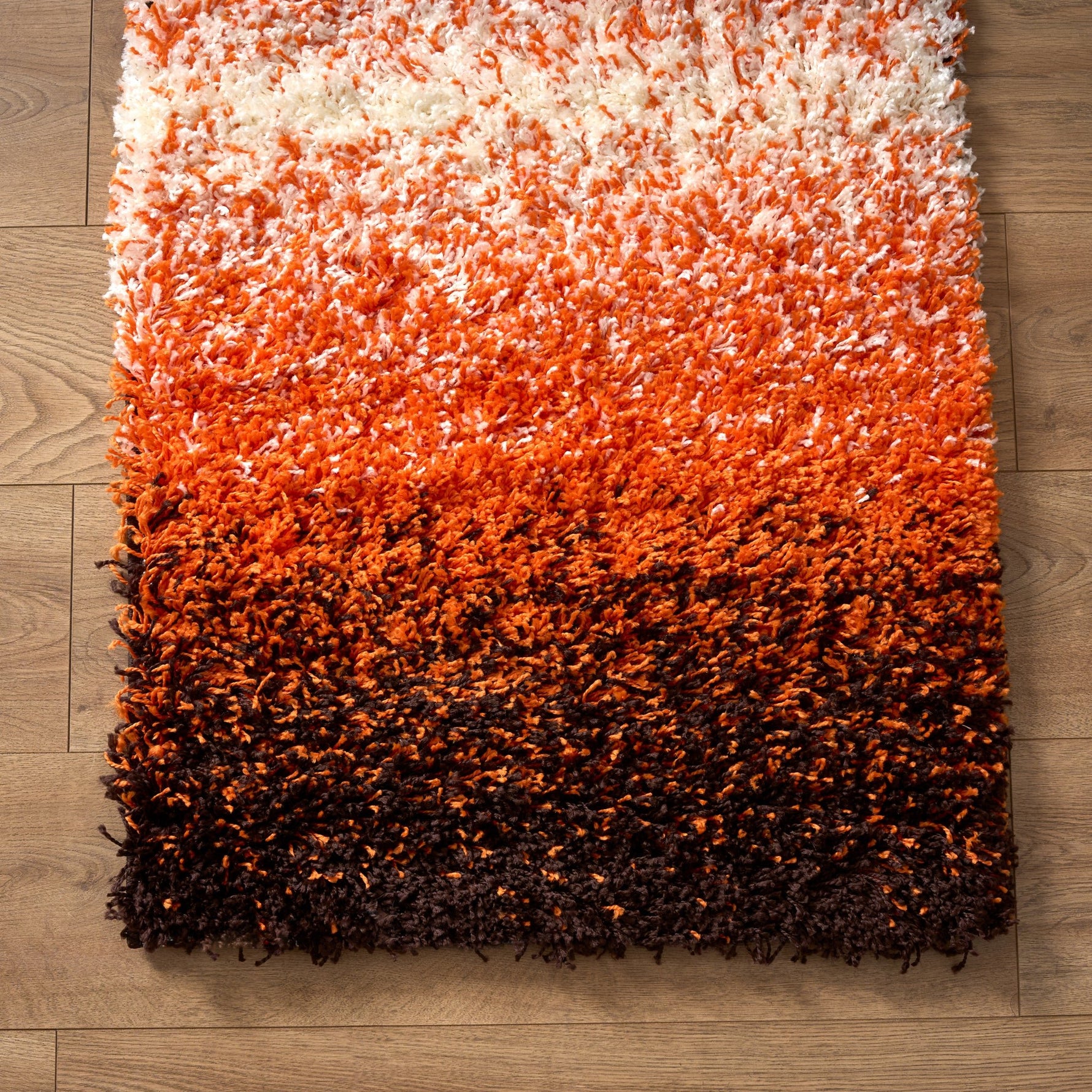 Orange Ombre Blend Thick Shaggy Rug - California - Bargainia.com - 
