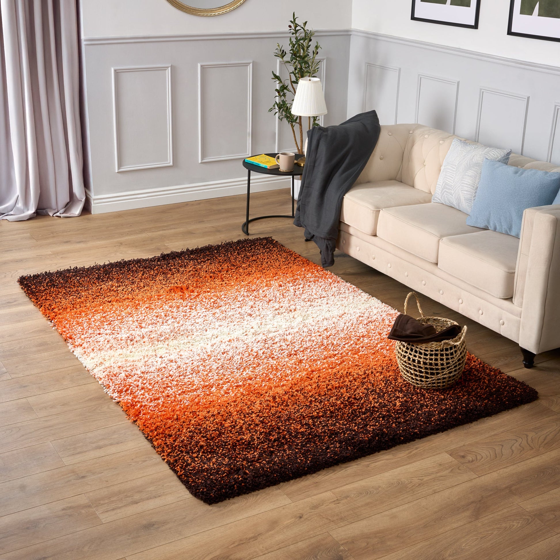 Orange Ombre Blend Thick Shaggy Rug - California Rugs Rug Masters