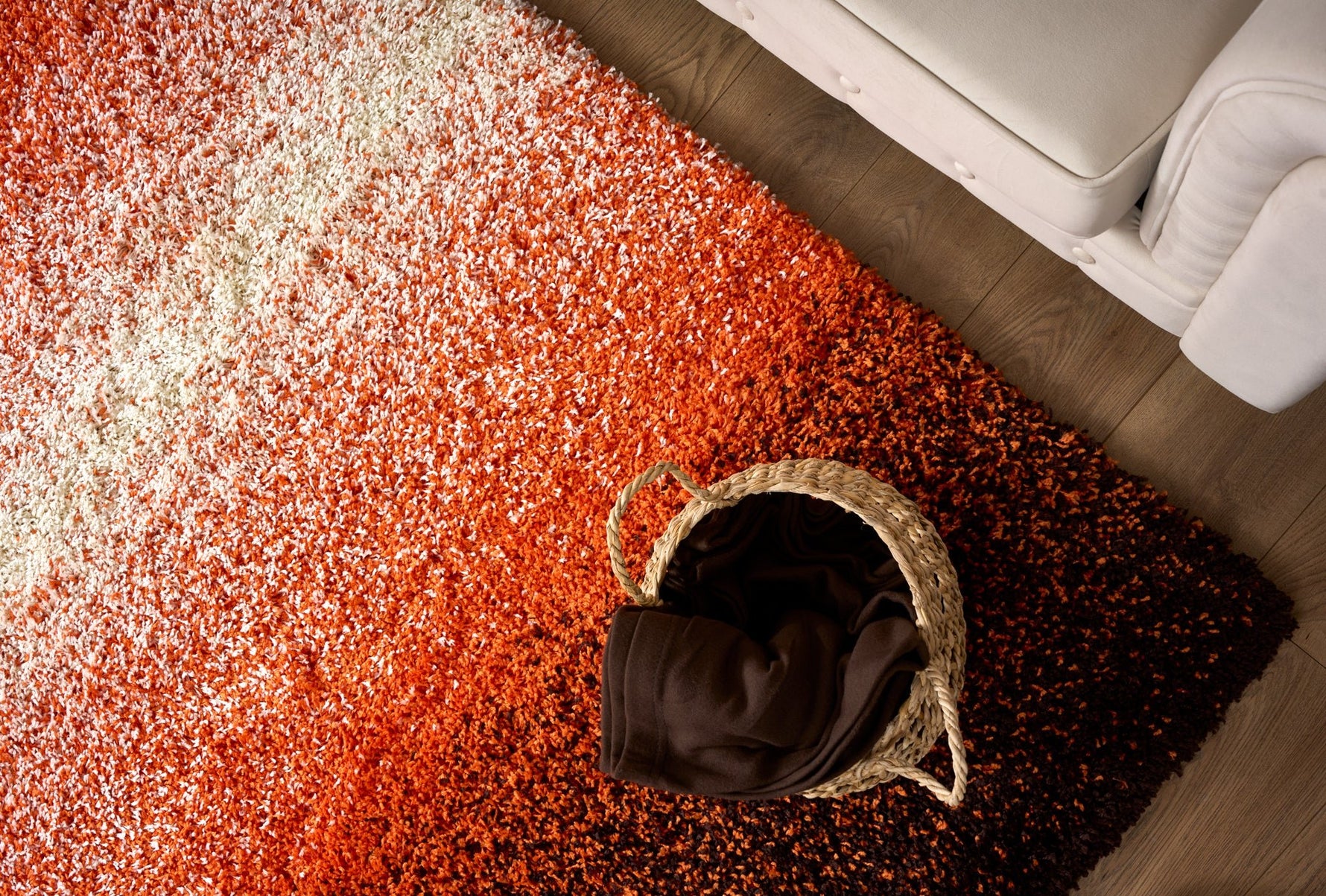 Orange Ombre Blend Thick Shaggy Rug - California - Bargainia.com - 