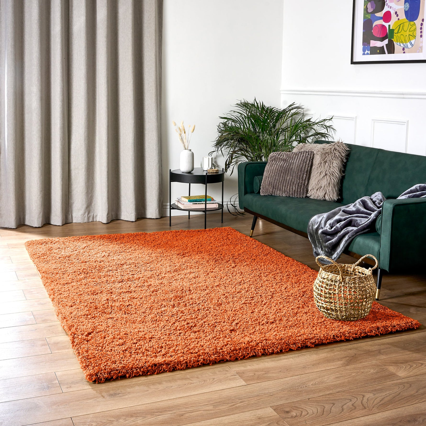 Orange Thick Shaggy Rug - California - Bargainia.com - 
