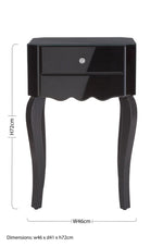 Orchid 1 Drawer Black Mirrored Glass Side Table - Bargainia.com - 5018705339764