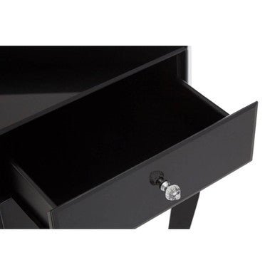 Orchid 1 Drawer Black Mirrored Glass Side Table - Bargainia.com - 5018705339764