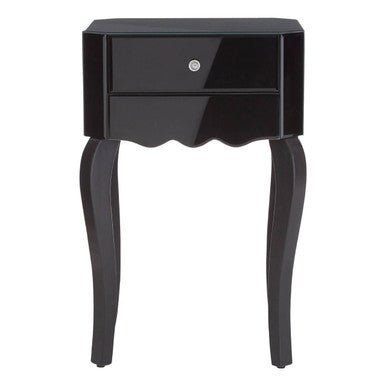 Orchid 1 Drawer Black Mirrored Glass Side Table - Bargainia.com - 5018705339764