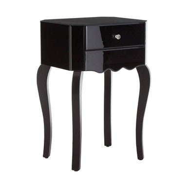 Orchid 1 Drawer Black Mirrored Glass Side Table - Bargainia.com - 5018705339764