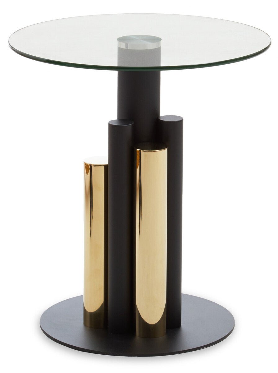 Oria Glass Gold And Black Base Side Table - Bargainia.com - 5018705972763
