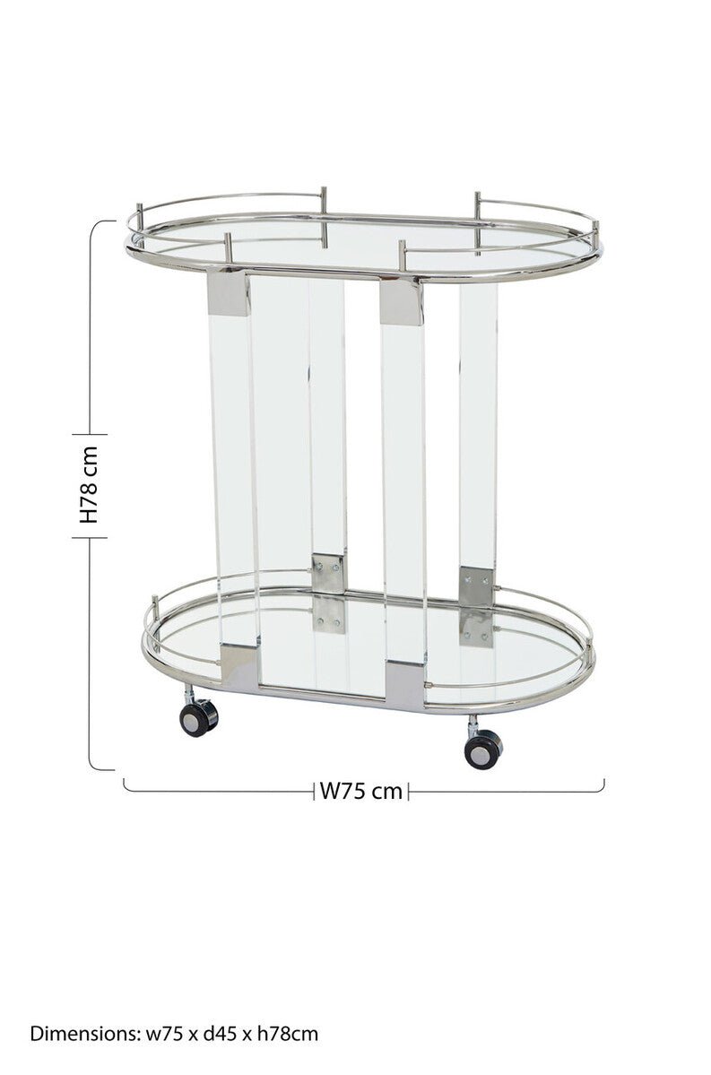 Oria Oval Mirrored Trolley - Bargainia.com - 5018705476681