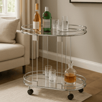 Oria Oval Mirrored Trolley - Bargainia.com - 5018705476681