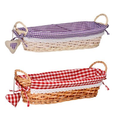 Orla Red Gingham Lining Oblong Willow Bread Basket - Bargainia.com - 5018705724997