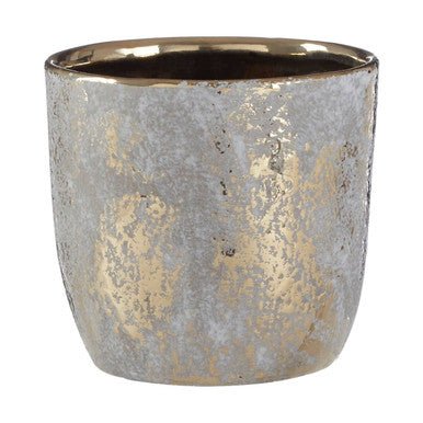 Orvena Small Grey and Gold Ceramic Planter - Bargainia.com - 5018705434377