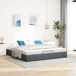 Ottoman Bed Frame No Mattress Dark Grey Super King Velvet - Bargainia.com - 