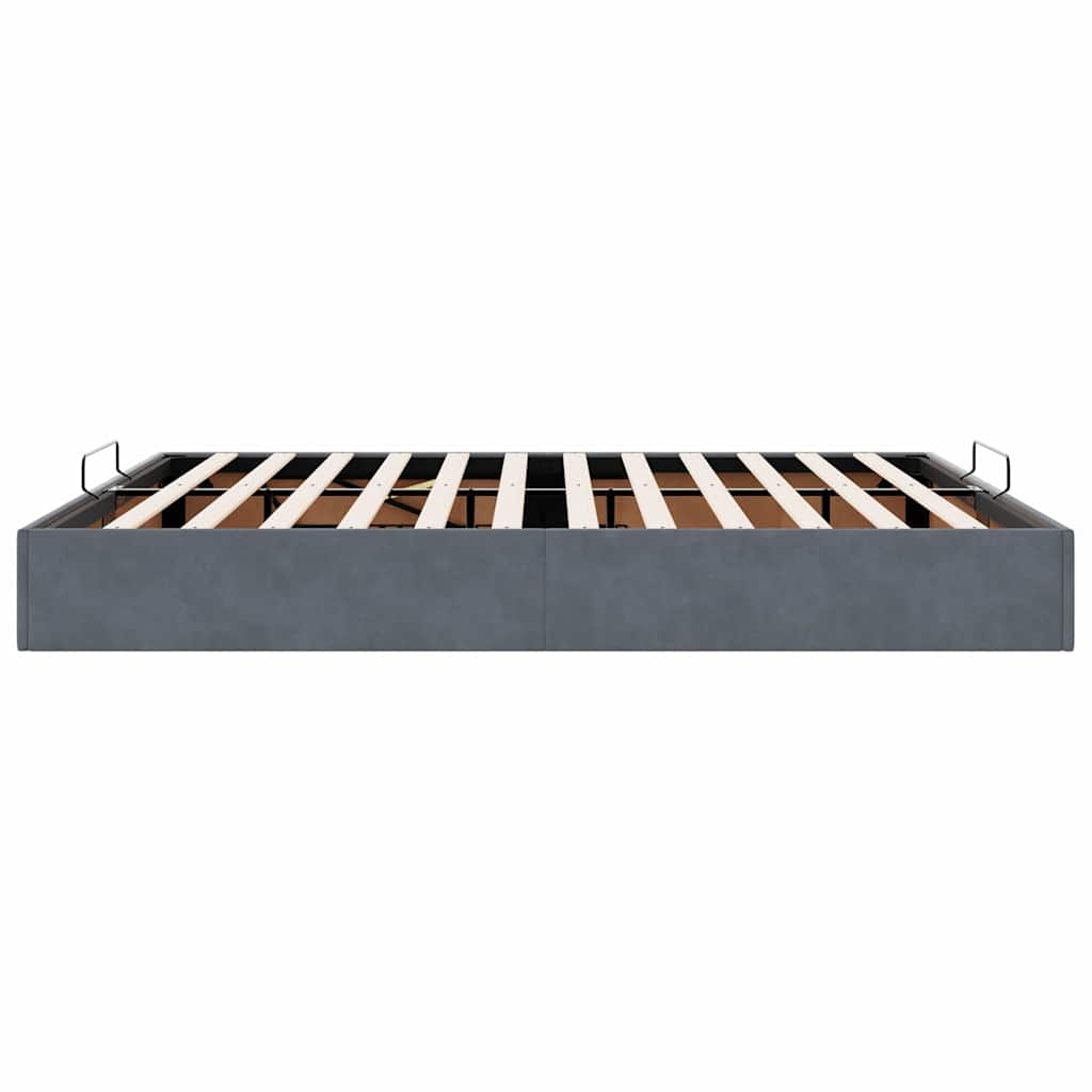 Ottoman Bed Frame No Mattress Dark Grey Super King Velvet - Bargainia.com - 