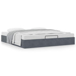 Ottoman Bed Frame No Mattress Dark Grey Super King Velvet - Bargainia.com - 