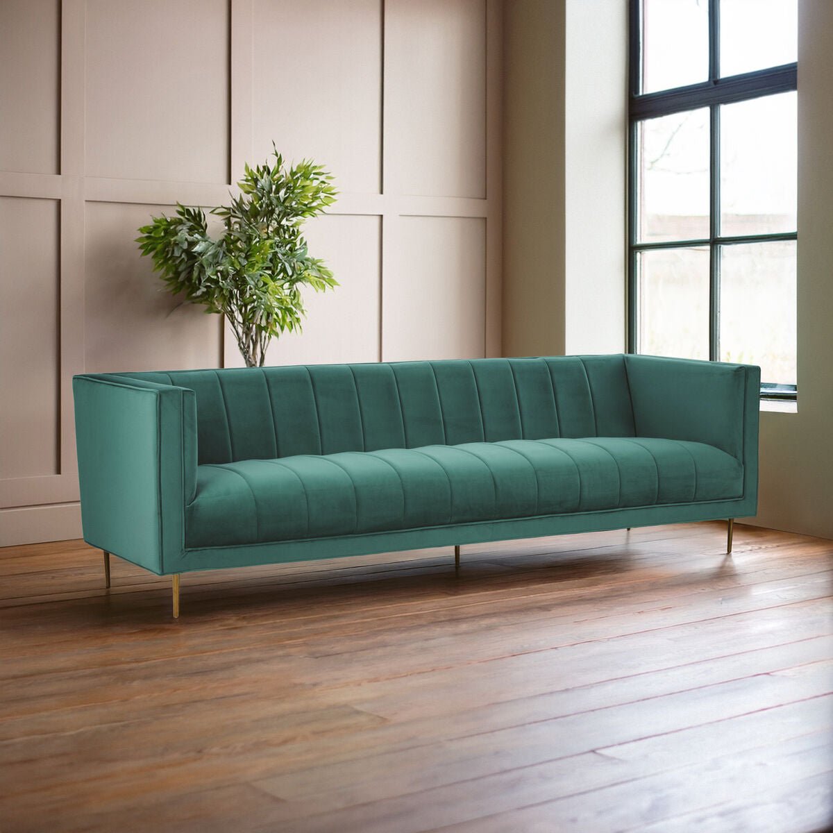 Otylia 3 Seat Green Sofa - Bargainia.com - 